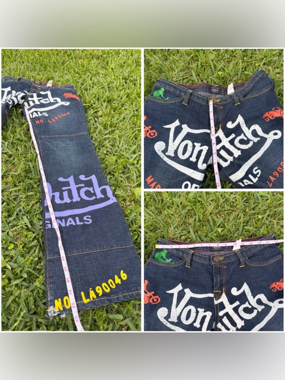Vintage Von Dutch Jeans Size 30 Fits 27 Low Rise Y2K Graphic Flare Pants Rare - Picture 2 of 6